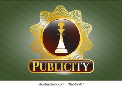  Gold emblem with chess king icon and Publicity text inside