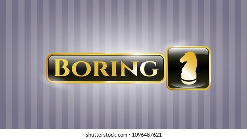 Gold emblem with chess knight icon and Boring text inside Gold emblem with chess knight icon and Boring text inside