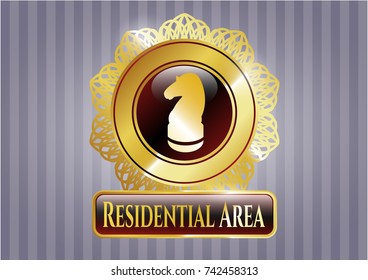  Gold emblem with chess knight icon and Residential Area text inside