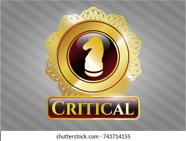  Gold emblem with chess knight icon and Critical text inside