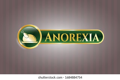  Gold emblem with chicken dish icon and Anorexia text inside