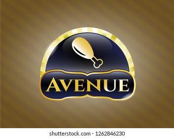  Gold emblem with chicken leg icon and Avenue text inside