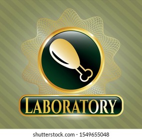  Gold emblem with chicken leg icon and Laboratory text inside