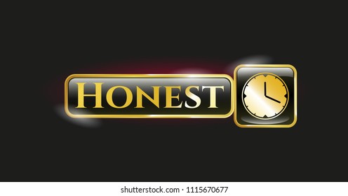  Gold emblem with clock, time icon and Honest text inside