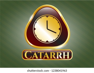  Gold emblem with clock, time icon and Catarrh text inside