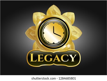  Gold emblem with clock, time icon and Legacy text inside