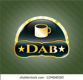  Gold emblem with coffee cup icon and Dab text inside