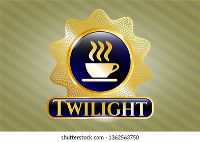  Gold emblem with coffee cup icon and Twilight text inside