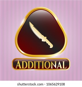  Gold emblem with combat knife icon and Additional text inside