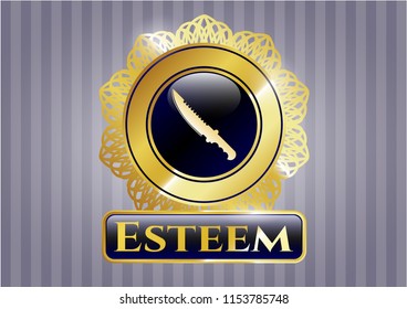  Gold emblem with combat knife icon and Esteem text inside