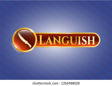  Gold emblem with combat knife icon and Languish text inside