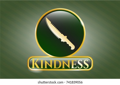  Gold emblem with combat knife icon and Kindness text inside