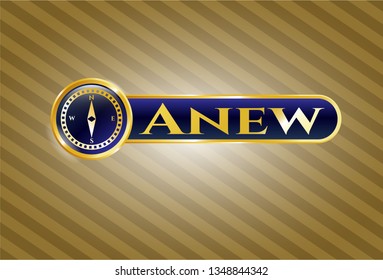  Gold emblem with compass icon and Anew text inside