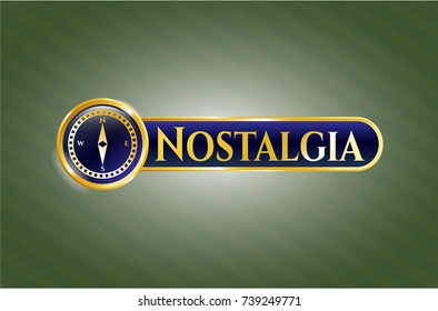  Gold emblem with compass icon and Nostalgia text inside