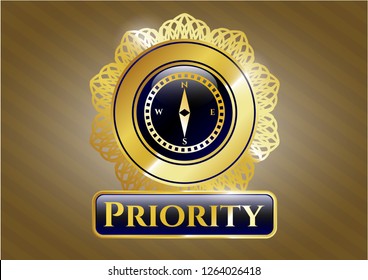  Gold emblem with compass icon and Priority text inside