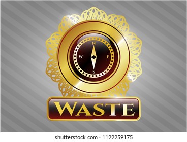  Gold emblem with compass icon and Waste text inside
