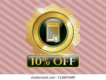  Gold emblem with contract icon and 10% Off text inside