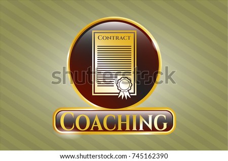  Gold emblem with contract icon and Coaching text inside