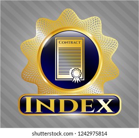  Gold emblem with contract icon and Index text inside