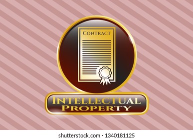  Gold emblem with contract icon and Intellectual property text inside