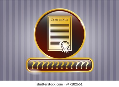  Gold emblem with contract icon and Question Mark text inside