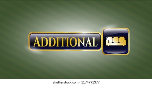  Gold emblem with couch icon and Additional text inside