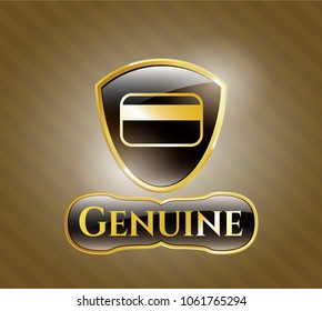  Gold emblem with credit card icon and Genuine text inside