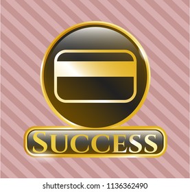  Gold emblem with credit card icon and Success text inside