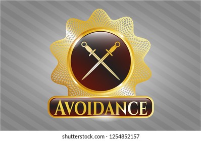  Gold emblem with crossed swords icon and Avoidance text inside