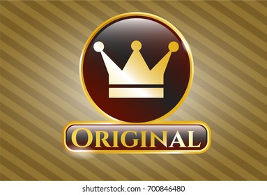  Gold emblem with Crown icon and Original text inside