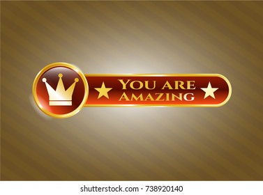  Gold emblem with crown icon and You are Amazing text inside