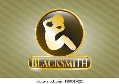  Gold emblem with crunch icon and Blacksmith text inside