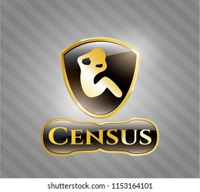 Gold emblem with crunch icon and Census text inside