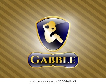  Gold emblem with crunch icon and Gabble text inside