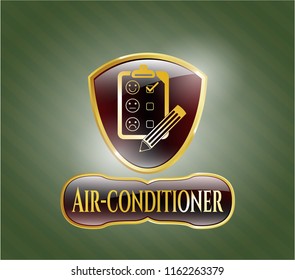  Gold emblem with customer feedback icon and Air-conditioner text inside