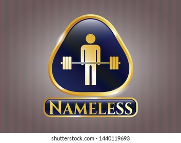  Gold emblem with deadlift icon and Nameless text inside