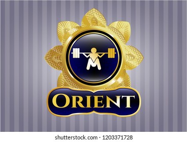  Gold emblem with deep squat icon and Orient text inside