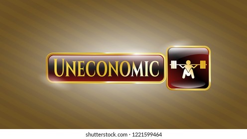  Gold emblem with deep squat icon and Uneconomic text inside