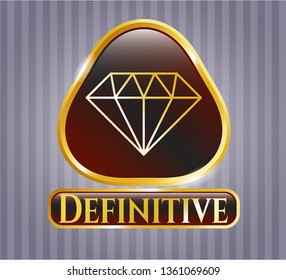  Gold emblem with diamond icon and Definitive text inside