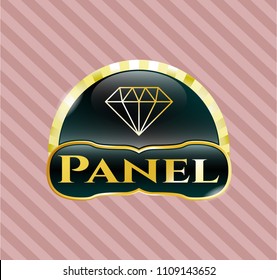  Gold emblem with diamond icon and Panel text inside