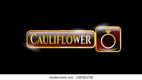  Gold emblem with diamond ring icon and Cauliflower text inside