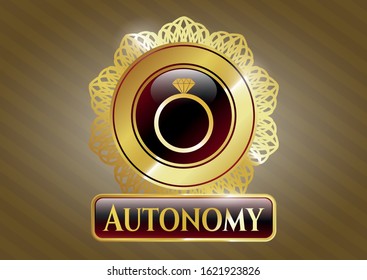  Gold emblem with diamond ring icon and Autonomy text inside