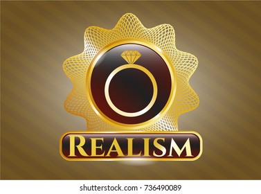  Gold emblem with diamond ring icon and Realism text inside