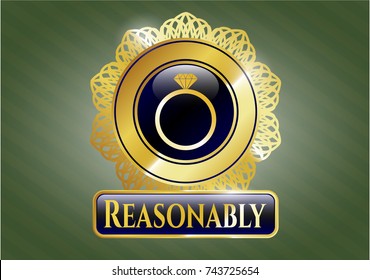  Gold emblem with diamond ring icon and Reasonably text inside