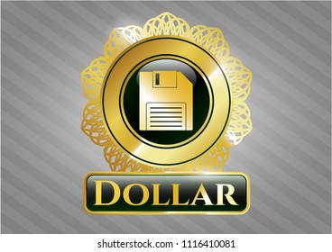  Gold emblem with diskette icon and Dollar text inside