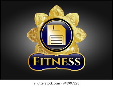  Gold emblem with diskette icon and Fitness text inside