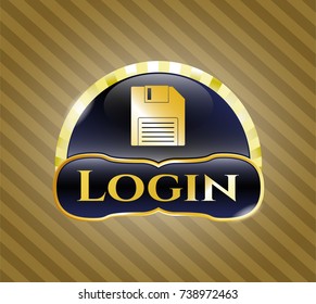  Gold emblem with diskette icon and Login text inside