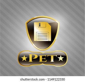  Gold emblem with diskette icon and Pet text inside