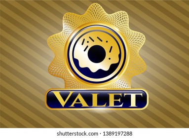  Gold emblem with donut icon and Valet text inside