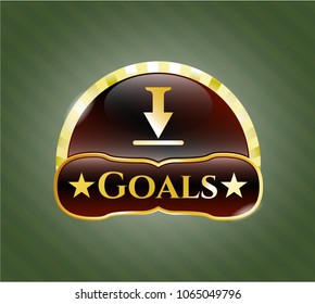   Gold emblem with download icon and Goals text inside